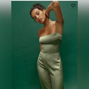 Reformation Sage Silk Jumpsuit